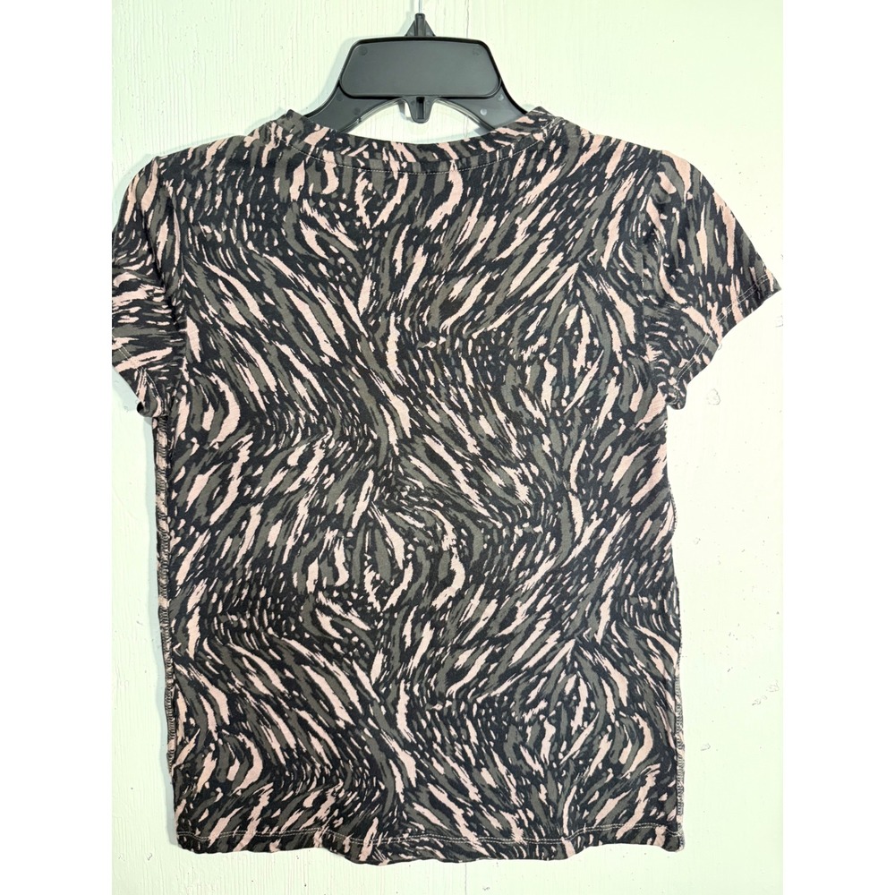 Athleta Pink Grey Abstract Zebra Print Cotton Crewneck T-Shirt XXS RN 54023 - Picture 2 of 7